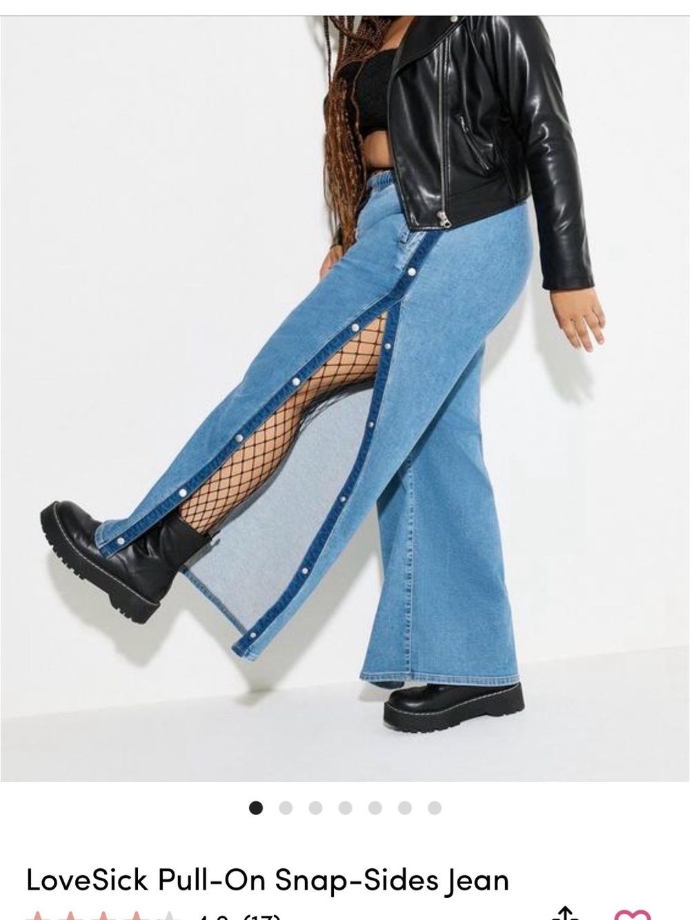 Torrid Lovesick Two-Tone Blue Wide-Leg Snap-Trim Jeans